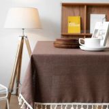 Coffee Brown Black Color Tassel Birthday Party Decro Rectangle Table Cloth 2023