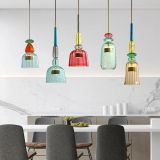 Colorful Glass LED Pendant Lights for Dining Room Kitchen Table Hanging Chandeliers Suspension Restaurant Bar Decor Pendant Lamp