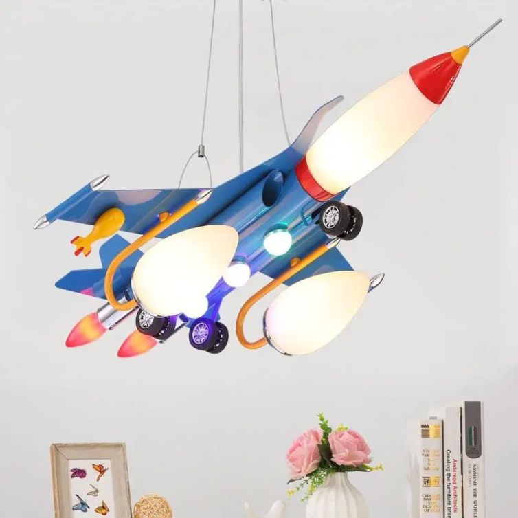 Creative Retro Aircraft American Children’s Room Pendant Lights Bedroom Boy LED Hanging Lamp Fixture Home Decro