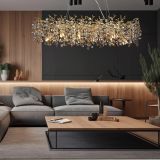 Modern Luxury Crystal Waterfall Chandelier Creative Design Nordic Led Chandeliers Pendant Light For Office Restaurant Home