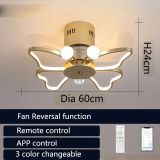 New Creative Ceiling Fan Led Light Variable Frequency Mute For Bedroom Children’s Room Home Decro Butterfly Fan Lamp
