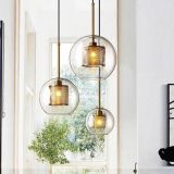Nordic Design Rose Gold Glass Ball Pendant Light Creative Design Aisle Living Room Bedside Dinner Decro Led Light Fixtures