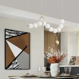 Nordic White Glass Ball Pendant Lamp For Restaurant Hall Creative Necklace Design Decro Light Fixtures With 10 Bulbs