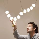 Nordic White Glass Ball Pendant Lamp For Restaurant Hall Creative Necklace Design Decro Light Fixtures With 10 Bulbs