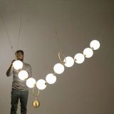 Nordic White Glass Ball Pendant Lamp For Restaurant Hall Creative Necklace Design Decro Light Fixtures With 10 Bulbs