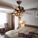 Tiffany Style Stained Glass Ceiling Fan with Lights Remote For Home Decro Ventilador De Techo Wood Ceiling Fan Lamp