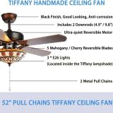 Tiffany Style Stained Glass Ceiling Fan with Lights Remote For Home Decro Ventilador De Techo Wood Ceiling Fan Lamp