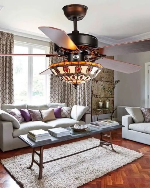 Tiffany-Style-Stained-Glass-Ceiling-Fan-with-Lights-Remote-For-Home-Decro-Ventilador-De-Techo-Wood